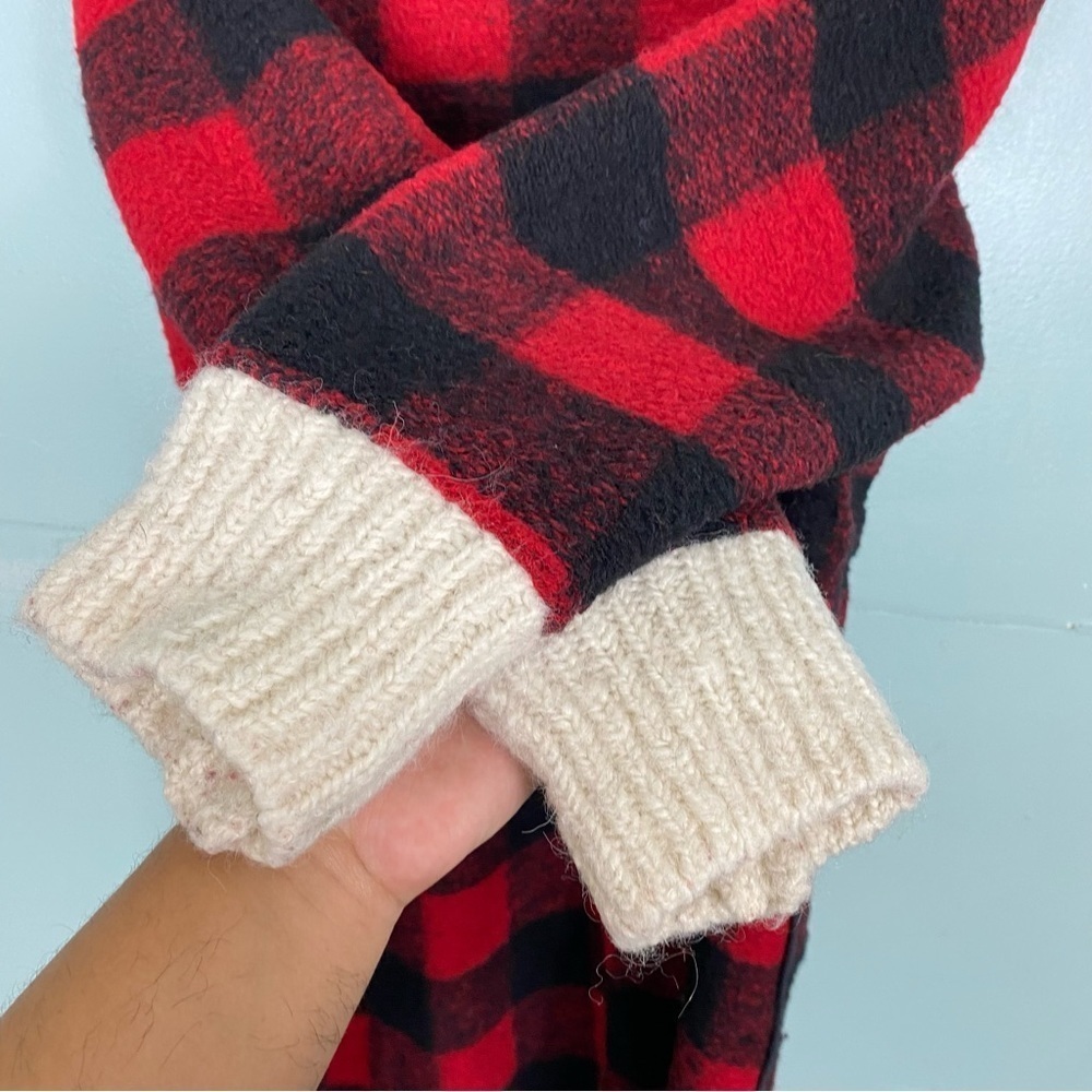 Isabel Marant Buffalo Plaid Red Black Checkered Wool Long Coat Collar Sz 42 - Picture 10 of 15